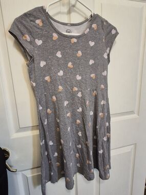 wonder nation Gray Knit Dress with Pink & Peach Hearts